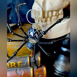 Handmade beaded spider hanging ornament